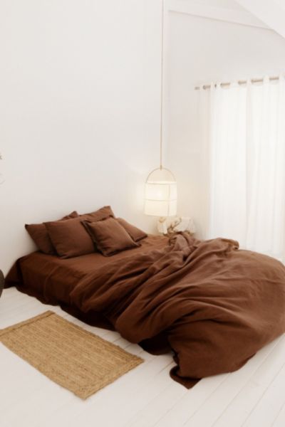 Magiclinen 3-piece Linen Duvet Cover Set In Chocolate Brown At Urban Outfitters