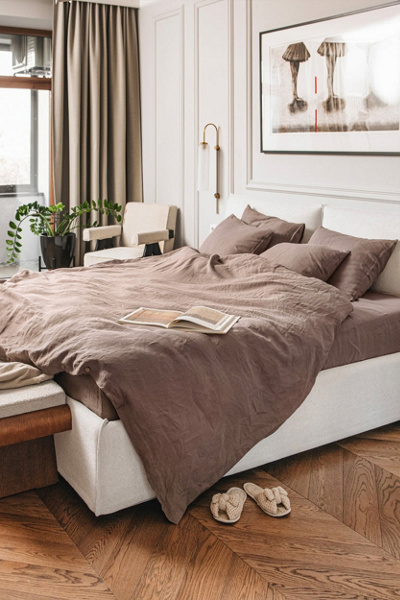 Magiclinen 3-piece Linen Duvet Cover Set In Mocha At Urban Outfitters