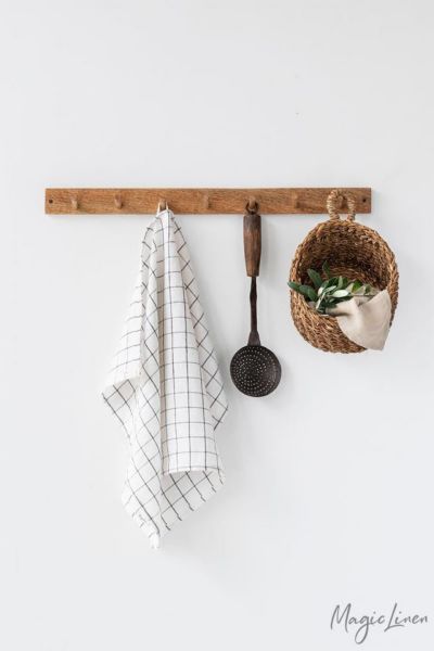 Magiclinen Tea Towel In Charcoal Grid