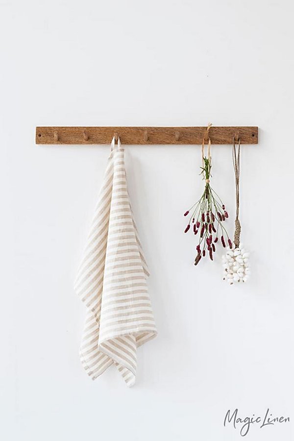 Magiclinen Tea Towel In Striped In Natural