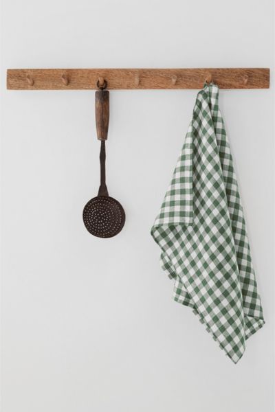 Magiclinen Tea Towel In Forest Green Gingham At Urban Outfitters