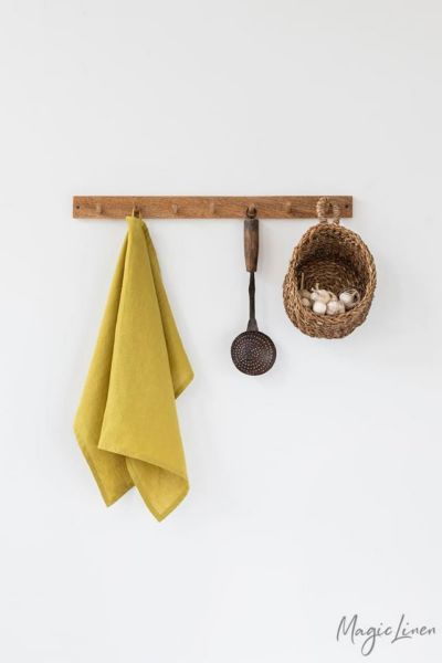 Magiclinen Tea Towel In Moss Yellow