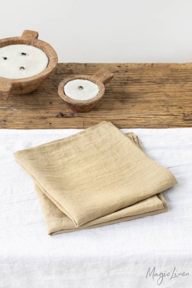 MagicLinen Napkin Set in Moss Yellow at Urban Outfitters