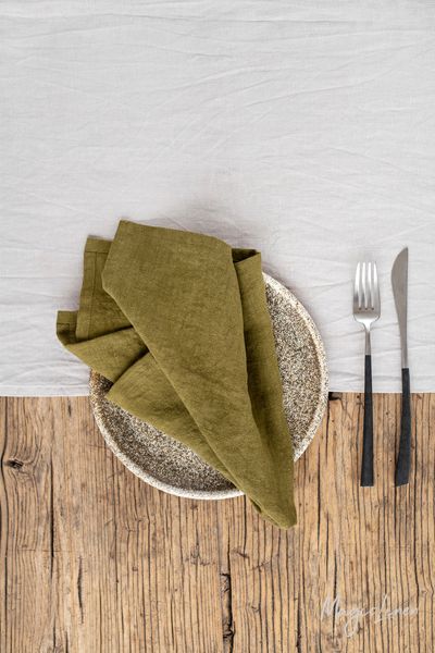 Magiclinen Napkin Set In Olive Green