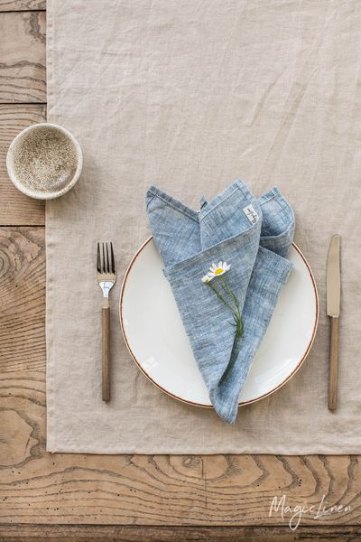 MagicLinen Napkin Set in Moss Yellow at Urban Outfitters