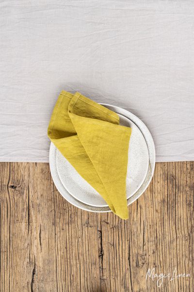 Magiclinen Napkin Set In Moss Yellow