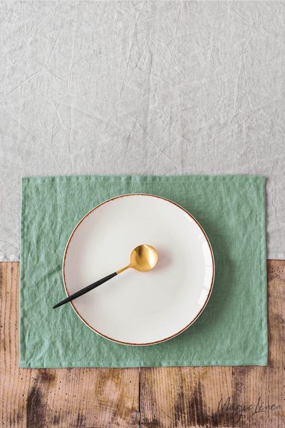 Magiclinen Linen Placemat Set In Matcha Green