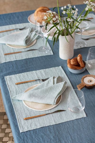 Magiclinen Linen Placemat Set In Dusty Blue