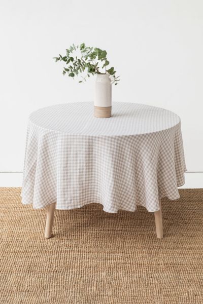 Magiclinen Linen Tablecloth In Natural Gingham At Urban Outfitters