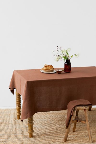 Magiclinen Linen Tablecloth In Chocolate Brown At Urban Outfitters