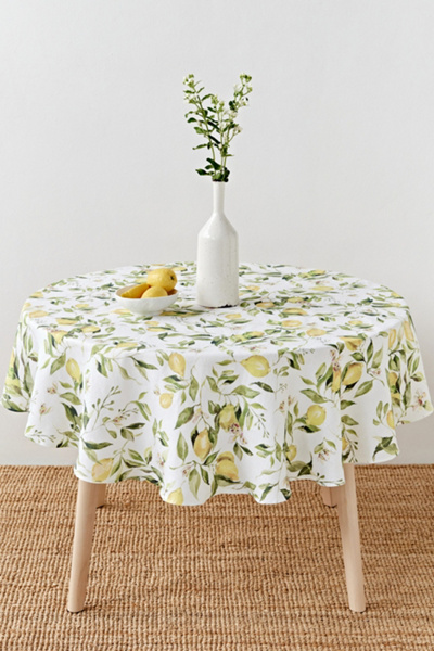 Magiclinen Linen Tablecloth In Citrus Garden Print On White At Urban Outfitters