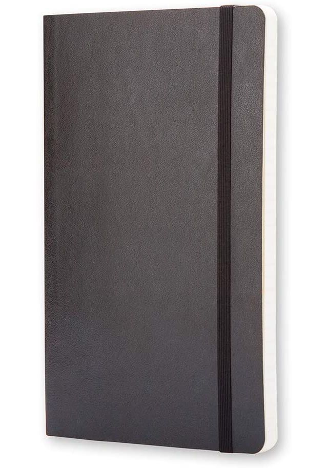 Large Black Softcover Ruled Travel Notebook with Elastic Closure
