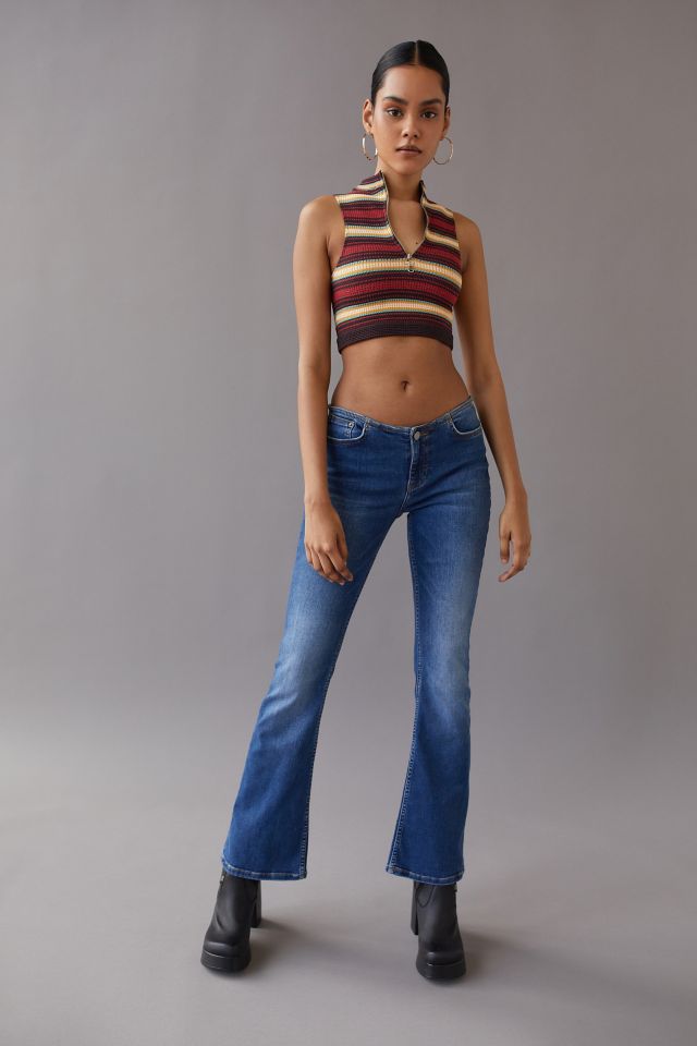 Ultra low store rise flare jeans