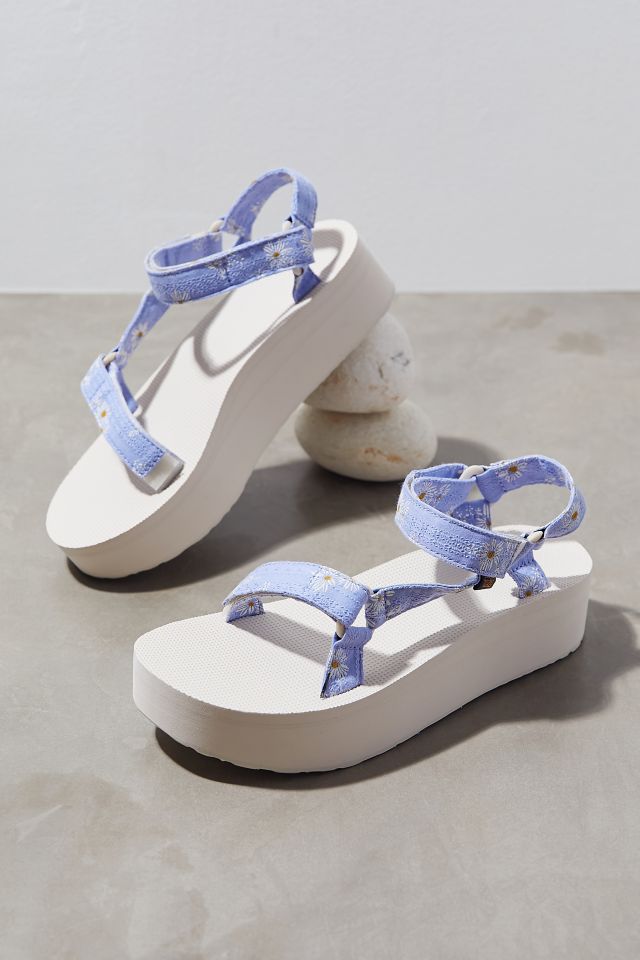 Teva white best sale platform sandals