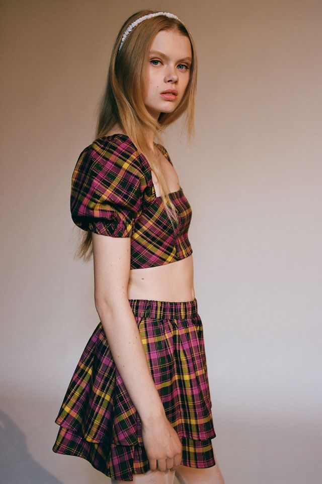 Plaid skirt 2025 and top set