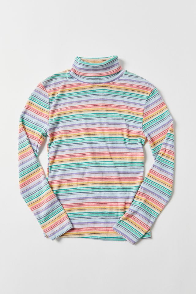 Vintage Pastel Stripe Turtleneck Top