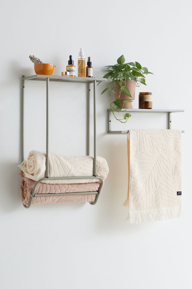 Honey-Can-Do Steel Bathroom Slatted Shelf with Towel Bar