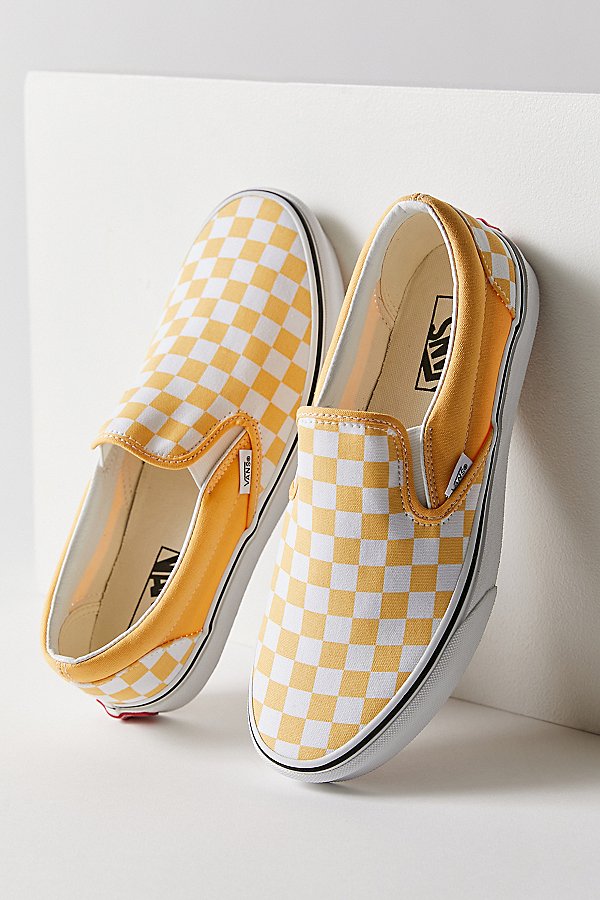 Vans Classic Slip-on Sneakers In Yellow Checkerboard