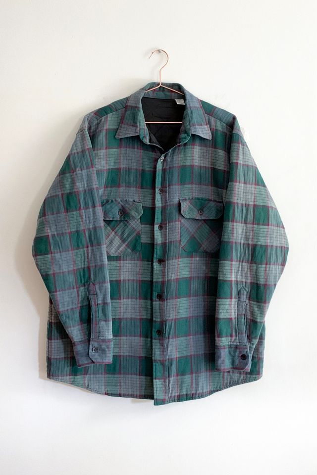 Vintage Quilted Sun Faded Flannel Shirt Jacket | Urban Vintage Quilted Sun Faded Flannel Shirt Jacket | Urban