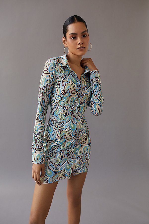 70s Clothes & 1970s Fashion UO Emelie Mesh Shirt Dress $69.00 AT vintagedancer.com