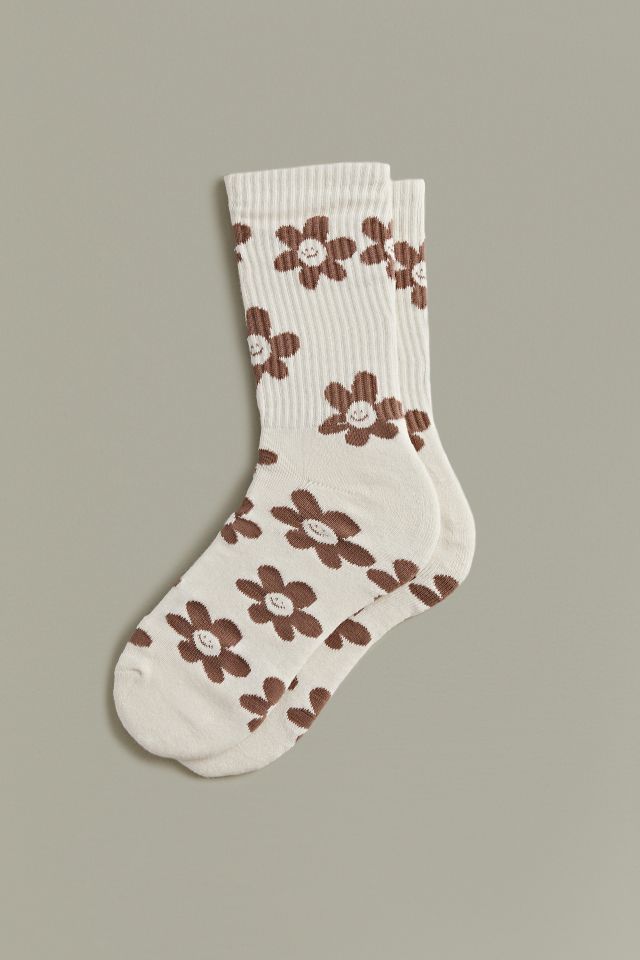 Happy Face Allover Print Crew Sock | Urban Outfitters