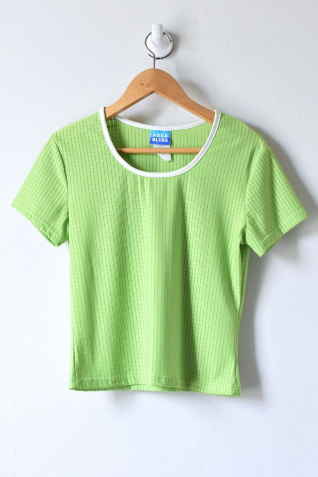 Vintage 90s Lime Green Mesh-Grid Top | Urban Outfitters