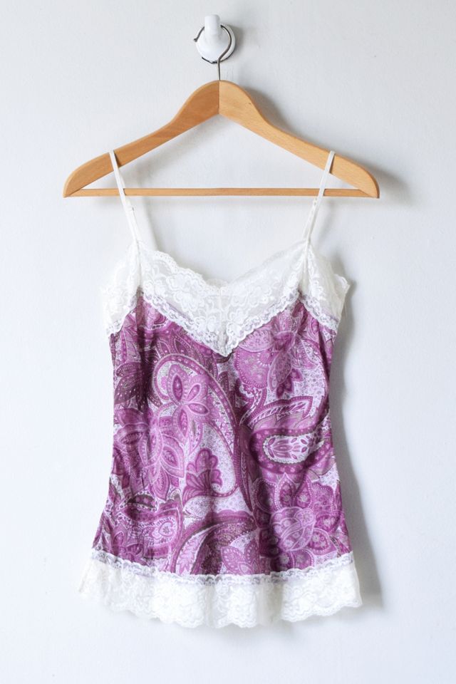 Vintage purple and black lace camisole top