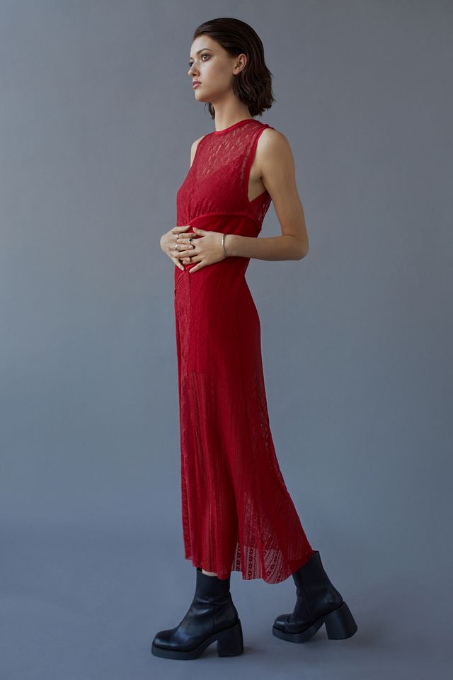 UO Maxine Knit Lace Midi Dress | Urban Outfitters