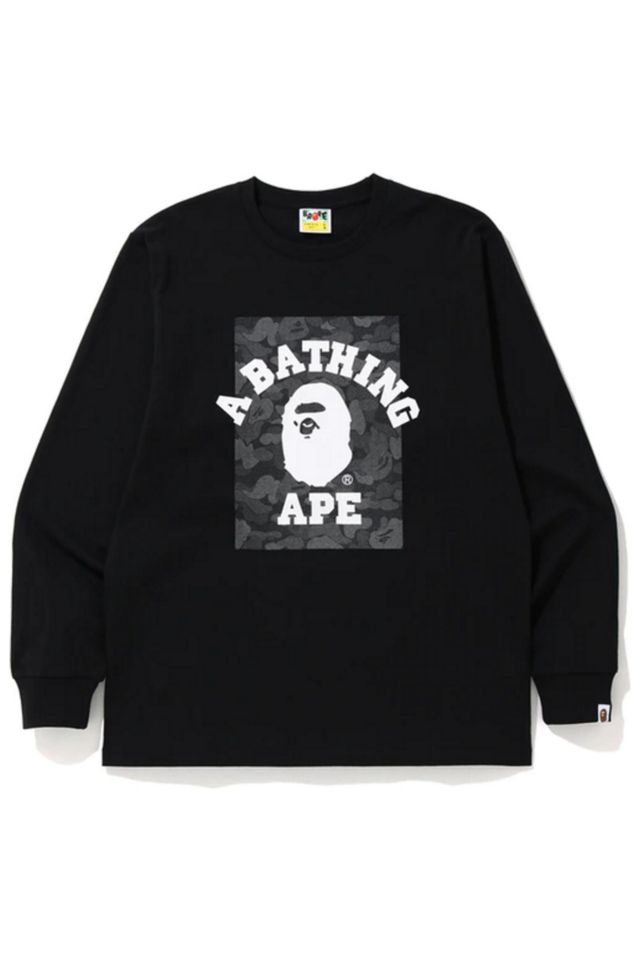 BAPE ABC Dot Reflective Camo On College Long Sleeve Tee