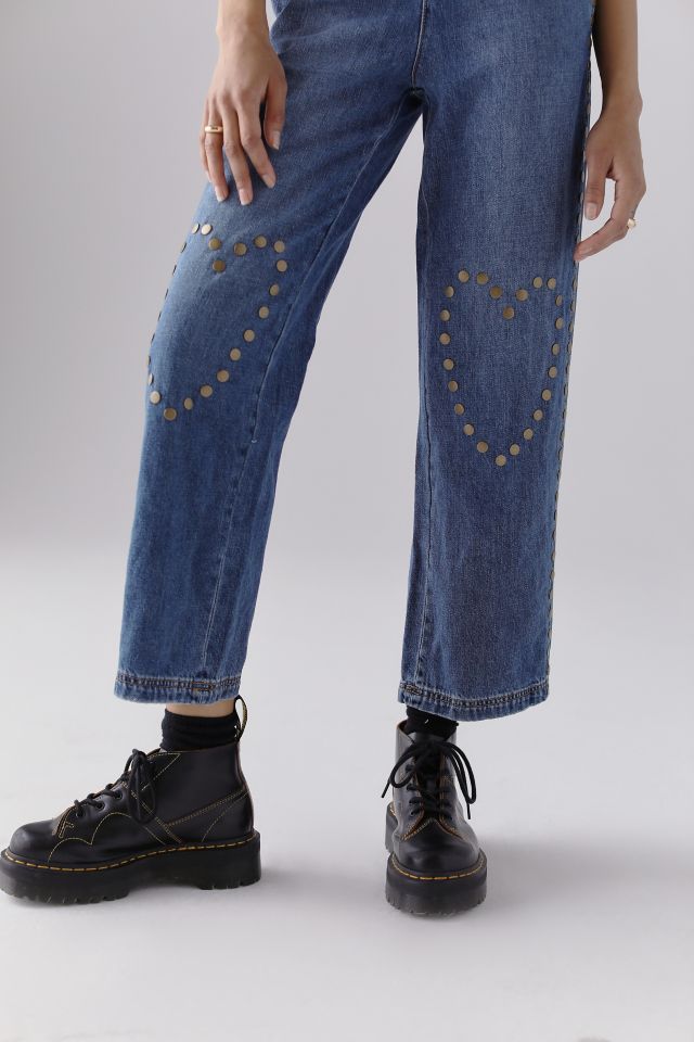 UO Hearts On Fire Denim Studded Overall #3