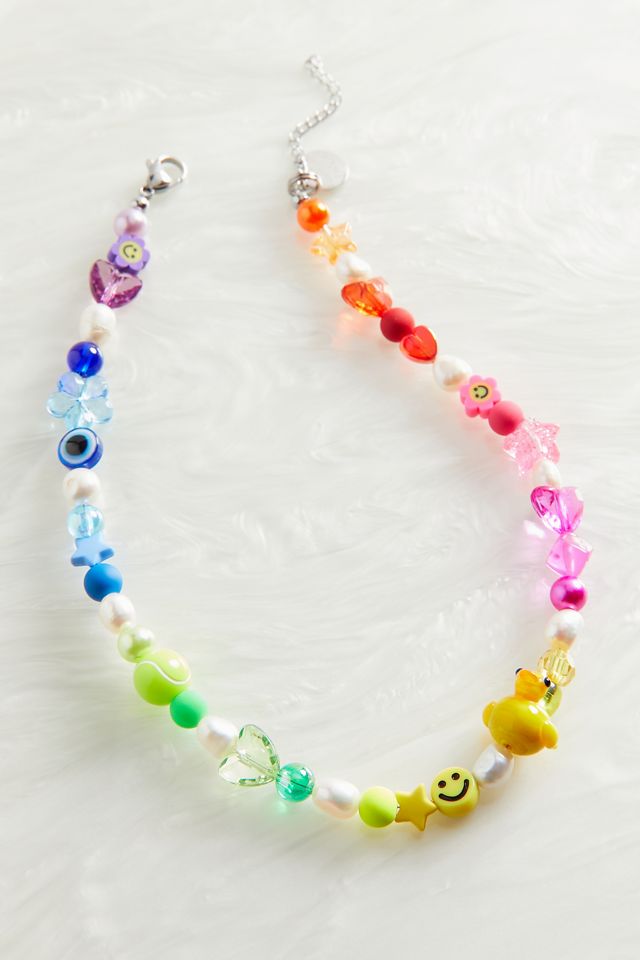 Blackcurrant Pop Rainbow Burst Beaded Necklace #1