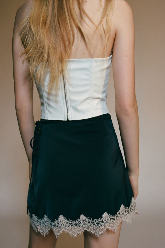 UO Robbi Satin Wrap Mini Skirt #1