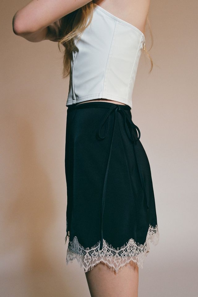 UO Robbi Satin Wrap Mini Skirt #3