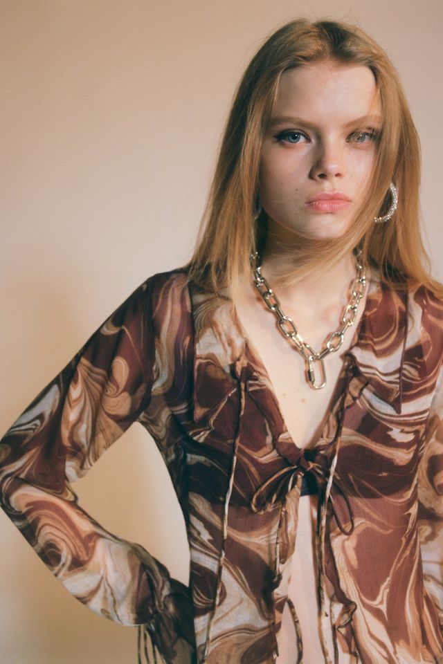 UO Misty Gauze Tie-Front Blouse #1