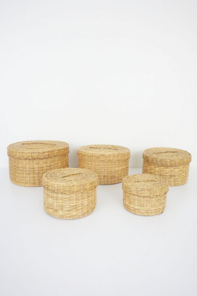 Vintage Straw Stacking Baskets Set | Urban Outfitters