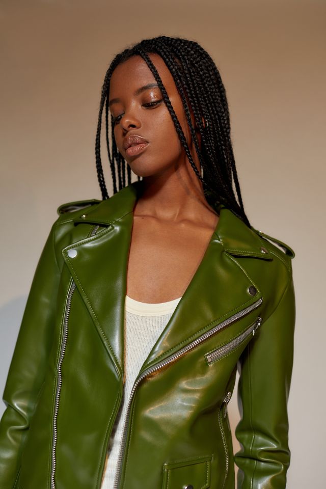 Deadwood River Cactus Faux Leather Biker Jacket #1