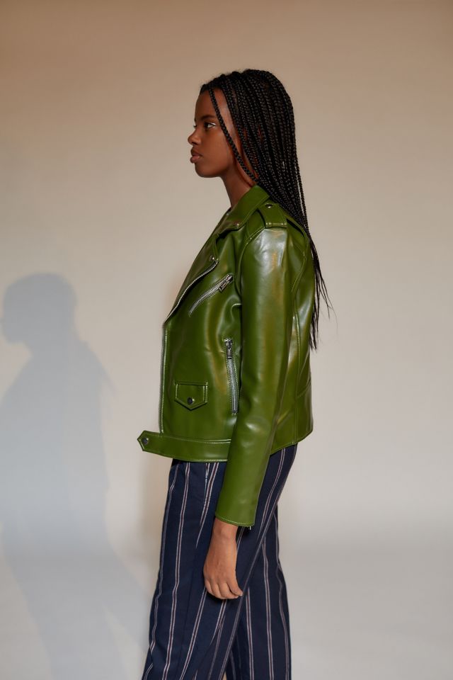 Deadwood River Cactus Faux Leather Biker Jacket #4