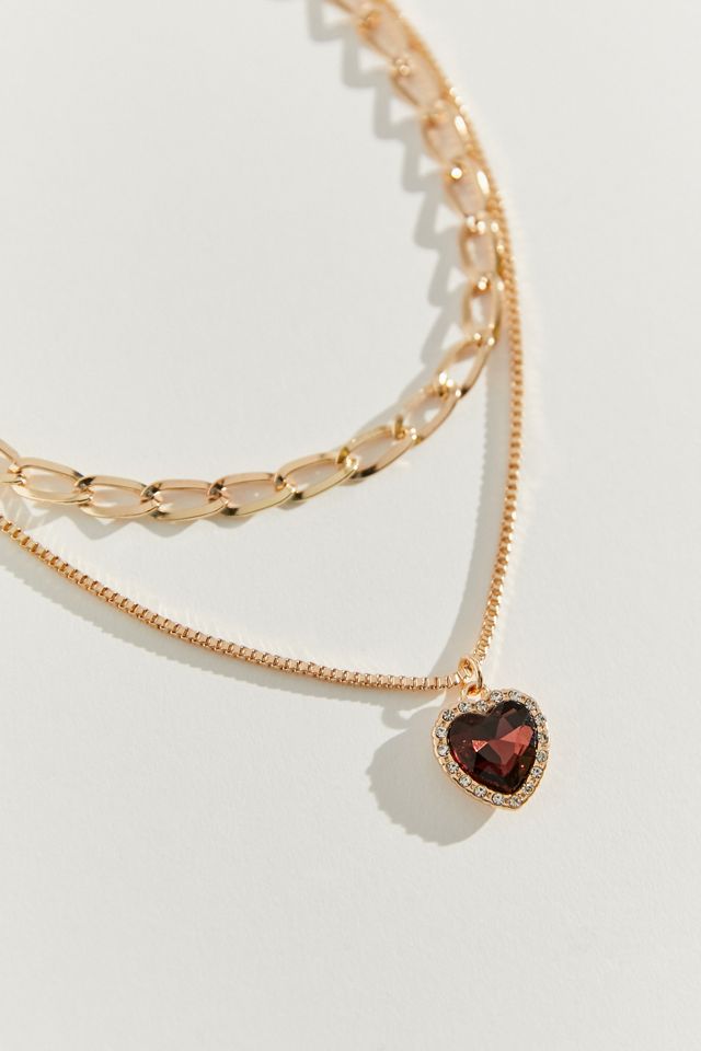 Rhinestone Heart Pendant Layer Necklace Urban Outfitters Canada