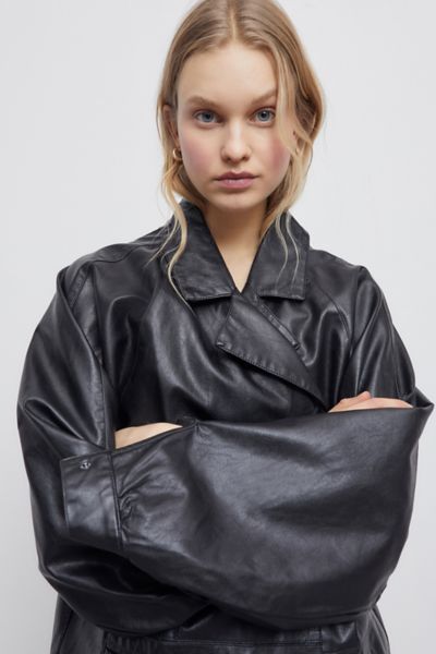 faux leather car coat