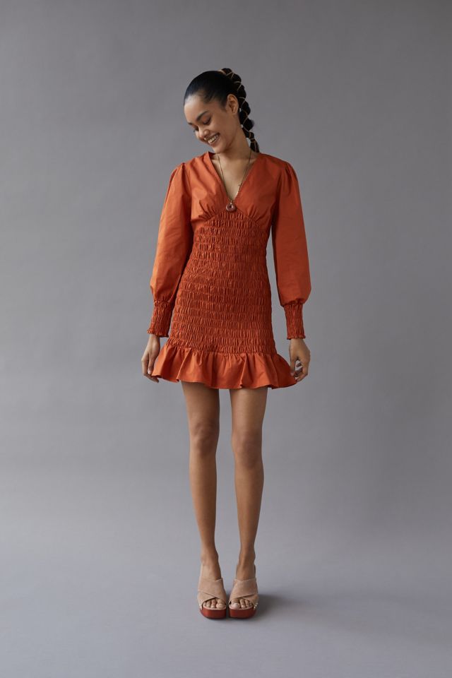 Robe Mini Glamour à Manches Longues Froncée #2