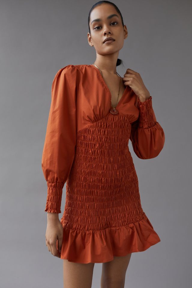 Robe Mini Glamour à Manches Longues Froncée #4