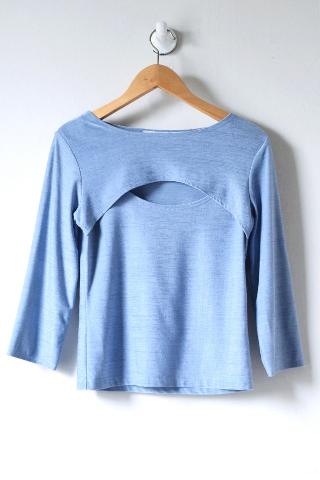 Vintage Y2K Metallic Blue Cutout Top | Urban Outfitters