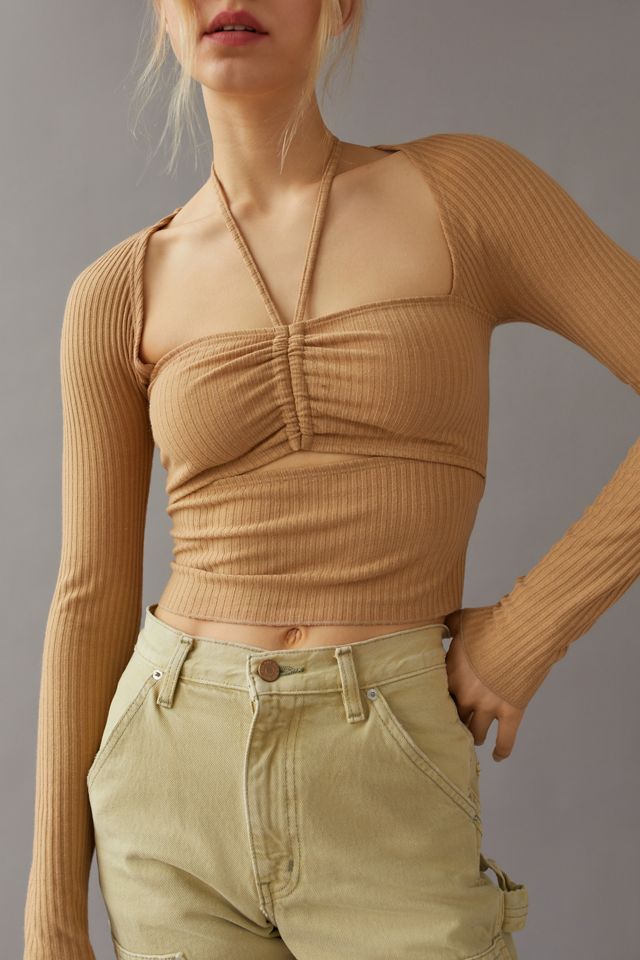 UO Claude Long Sleeve Halter Top Urban Outfitters