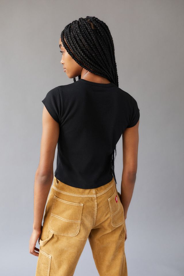 Flocked Heart & Bear Cropped Baby Tee #1