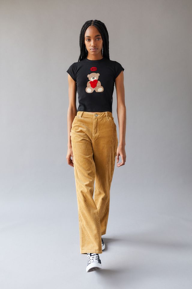 Flocked Heart & Bear Cropped Baby Tee #2