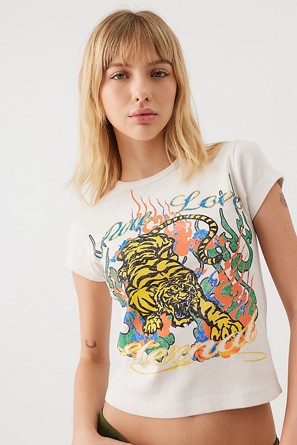 Urban Outfitters Pure Love Tiger Baby Tee In Ivory