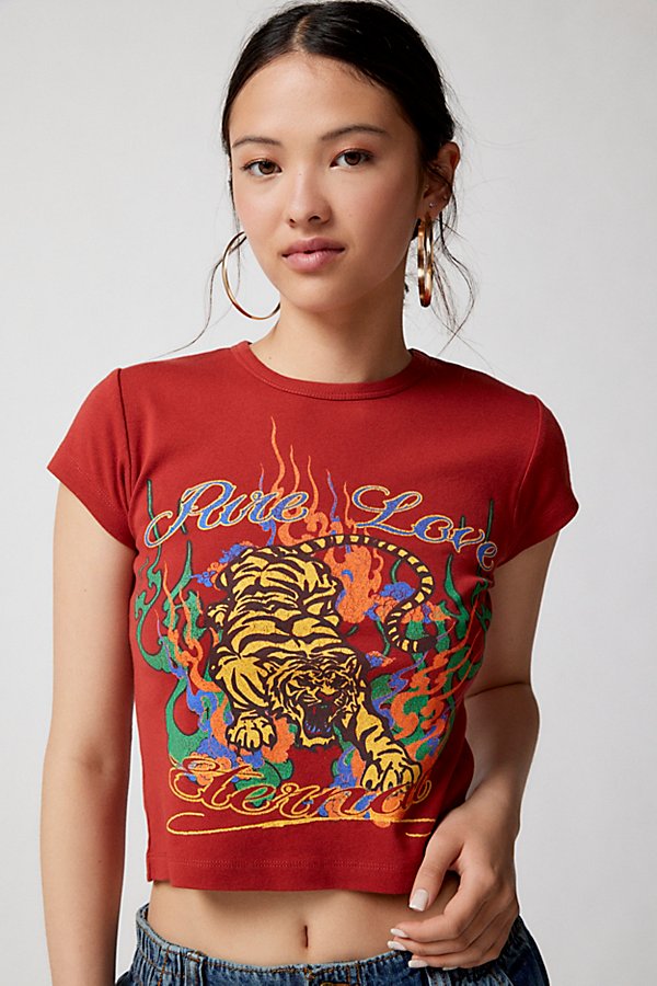 Urban Outfitters Pure Love Tiger Baby Tee In Red
