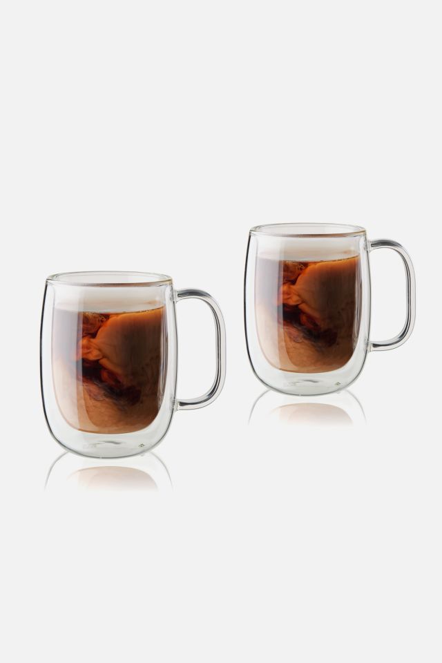 Zwilling J.A. Henckels Sorrento Plus 4 Piece Double Wall Glass Coffee Mug Set, Clear, 12 oz