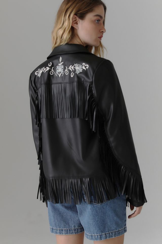 UO Arden Faux Leather Western Fringe Jacket #3