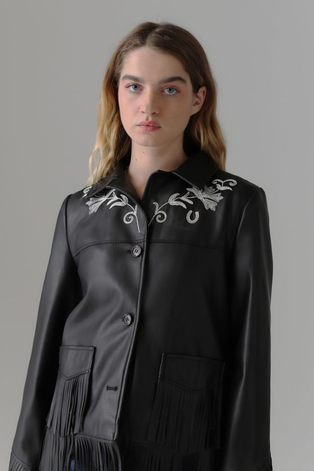UO Arden Faux Leather Western Fringe Jacket #4